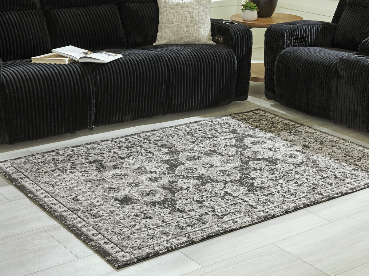 A2Z Furniture - Ashley Furniture - Glennisman Rug - Medium Rug / Black/Gray/Ivory - R407272
