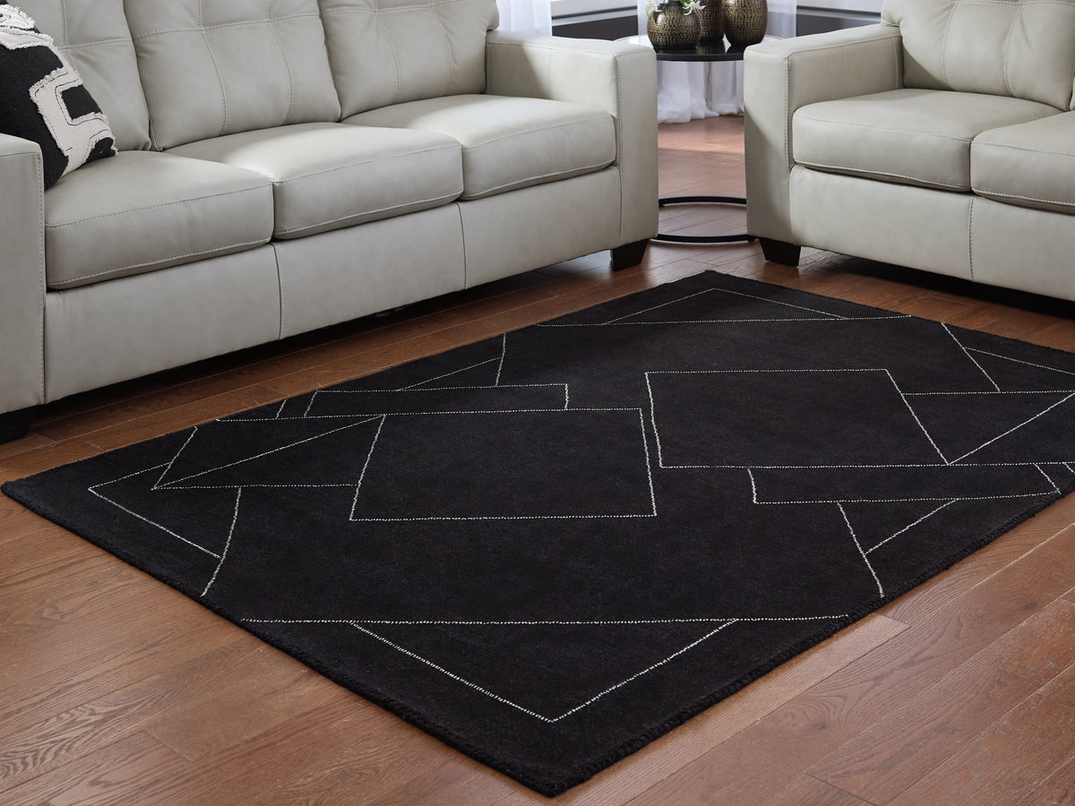 A2Z Furniture - Ashley Furniture - Marav Rug - 5' x 7' Area Rug / Black/White - R407532