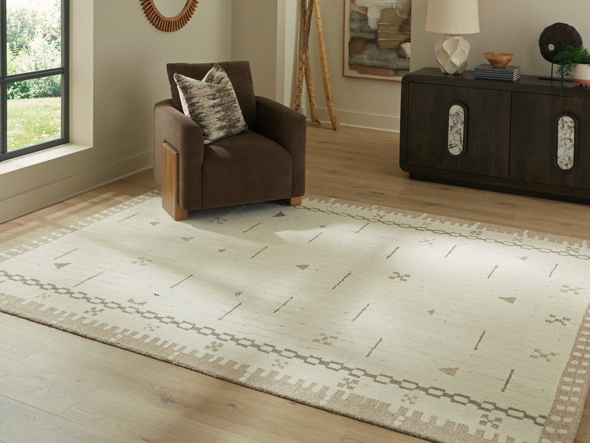 A2Z Furniture - Ashley Furniture - Dot Rug - 5' x 7' Area Rug / Cream/Brown/Taupe - R407652
