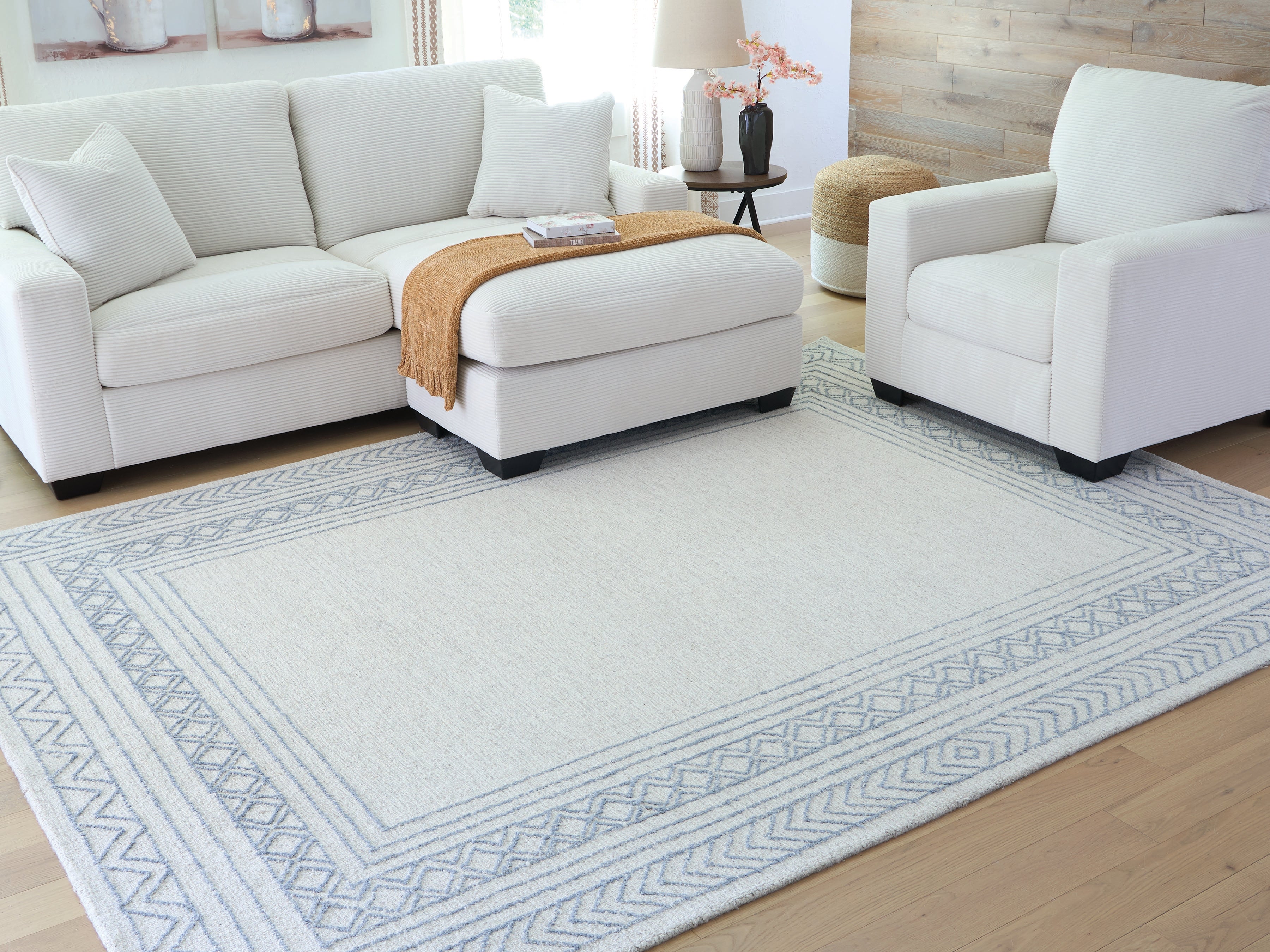 A2Z Furniture - Ashley Furniture - Azelhurst Rug - 5' x 7' Area Rug / Blue/Ivory/Gray - R407852