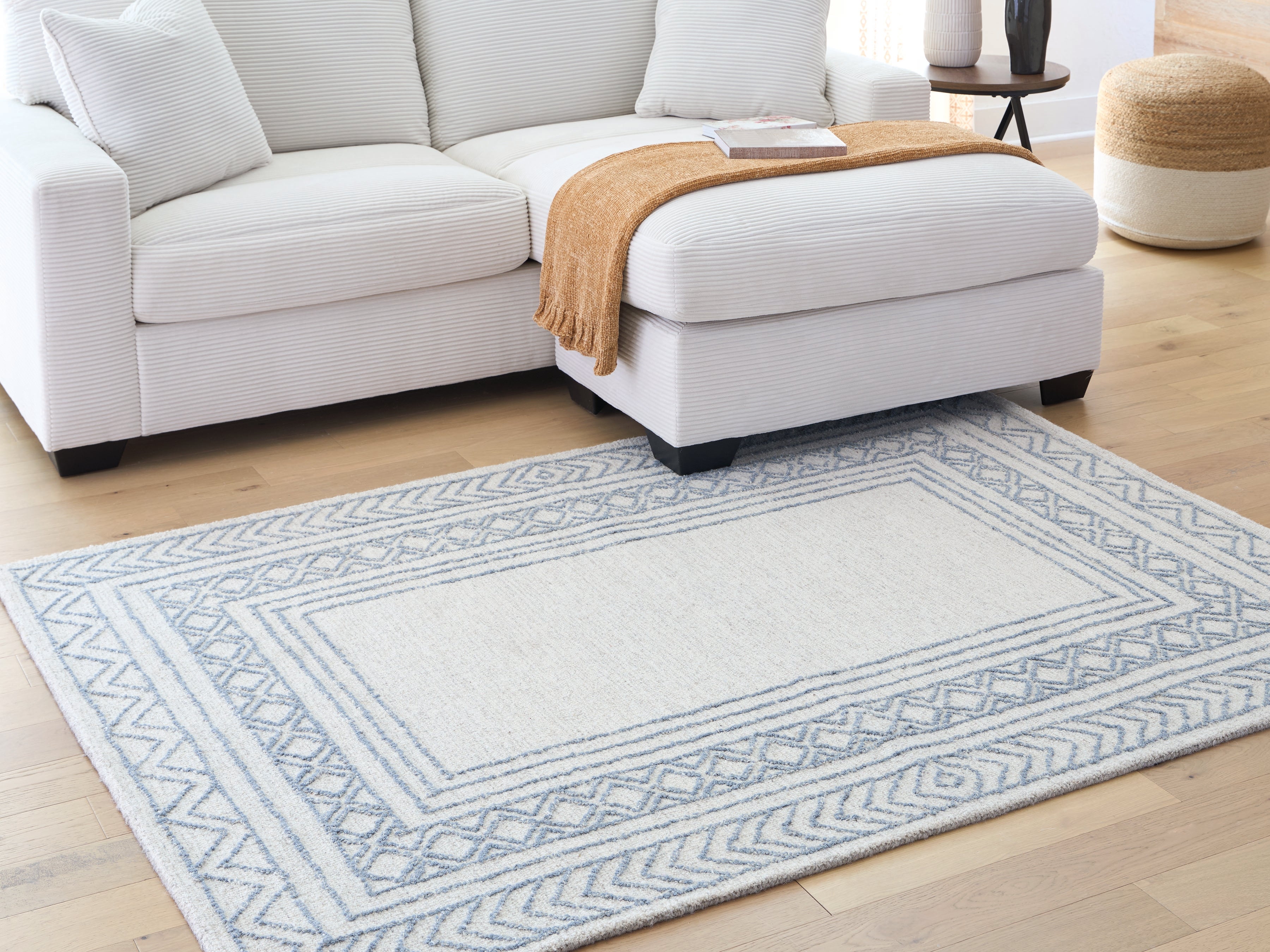 A2Z Furniture - Ashley Furniture - Azelhurst Rug - 5' x 7' Area Rug / Blue/Ivory/Gray - R407852