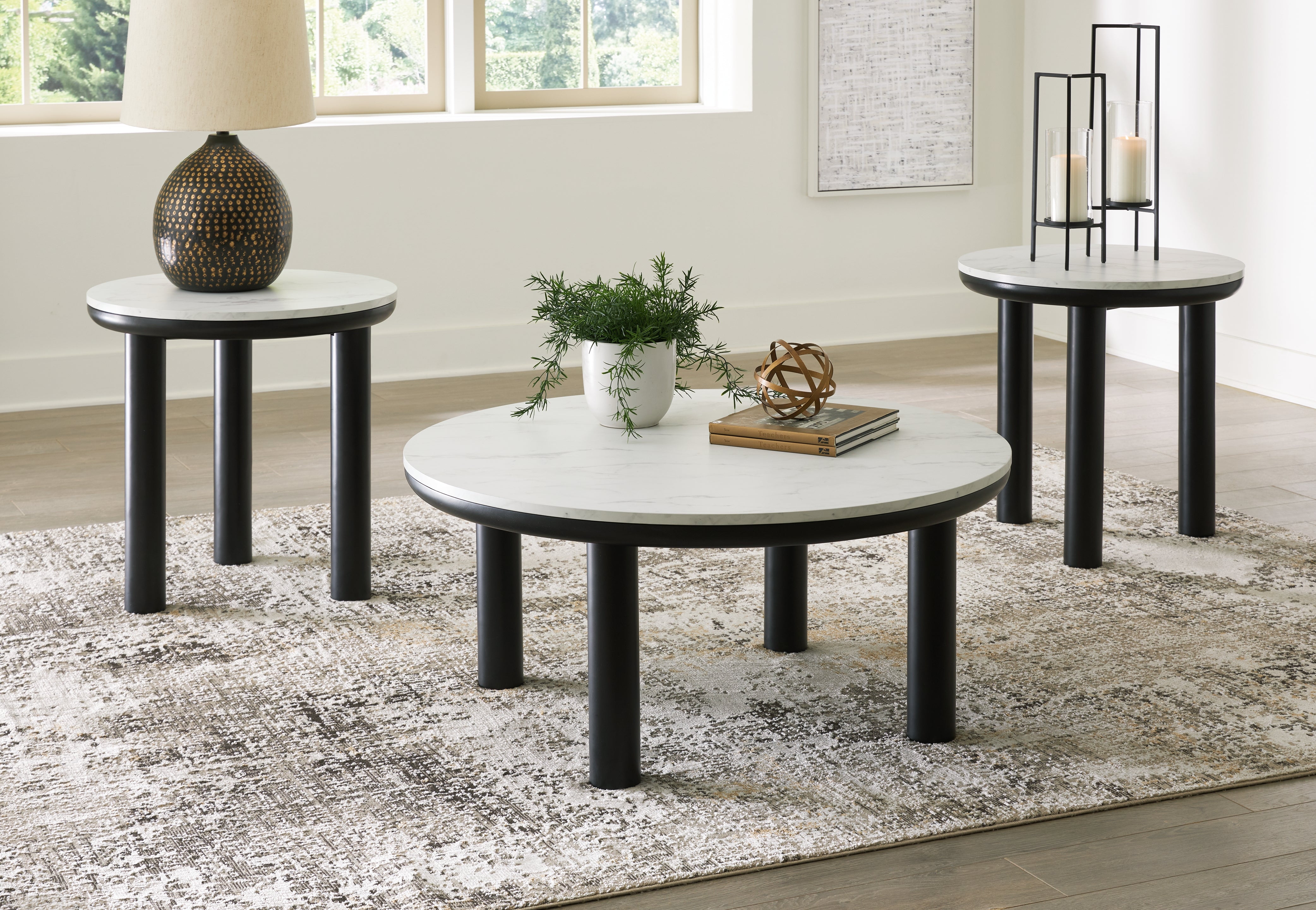 A2Z Furniture - Ashley Furniture - Xandrum Table (Set of 3) - Occasional Table Set (3/CN) / Black/White - T159-13