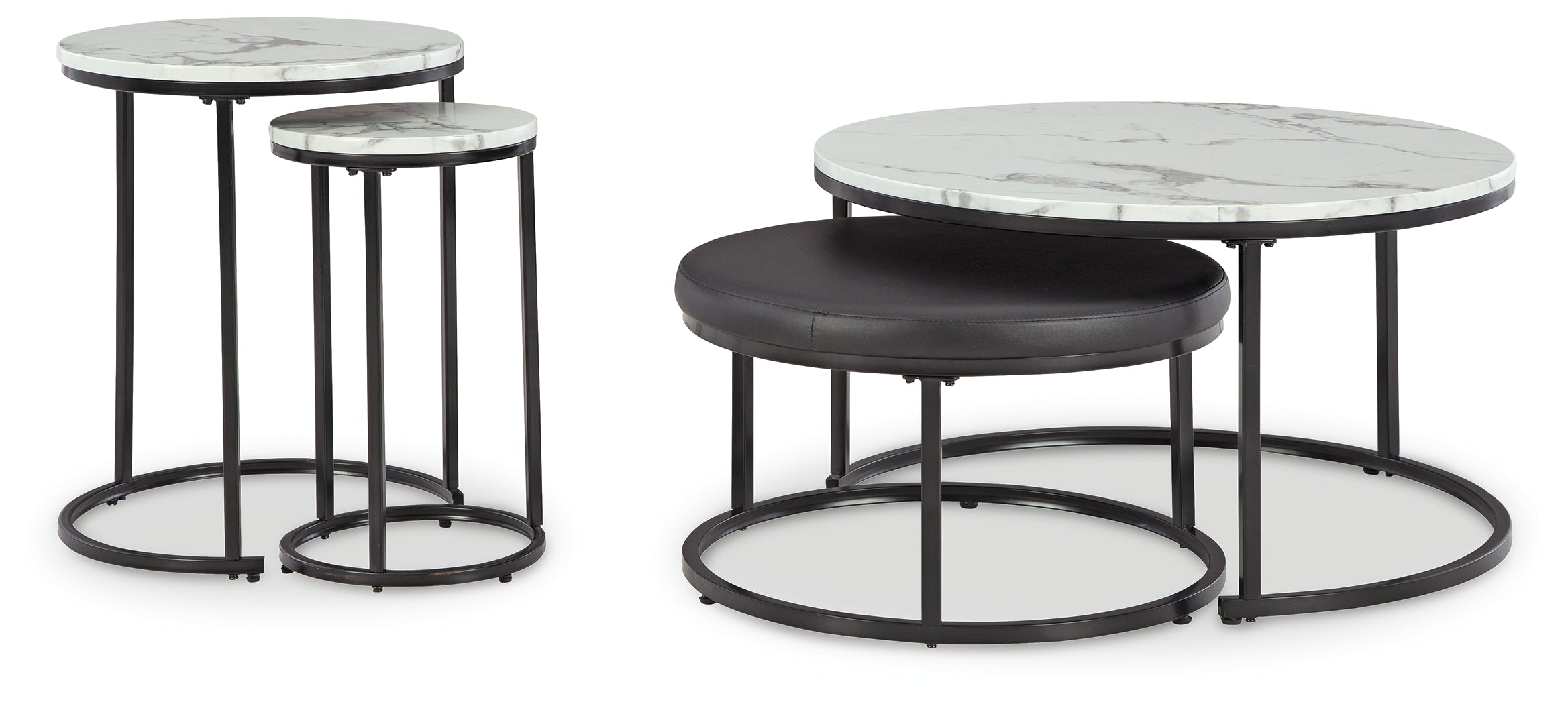 A2Z Furniture - Ashley Furniture - Jusmour Table (Set of 4) - Occasional Nesting TBL (4/CN) / Black/White - T161-14