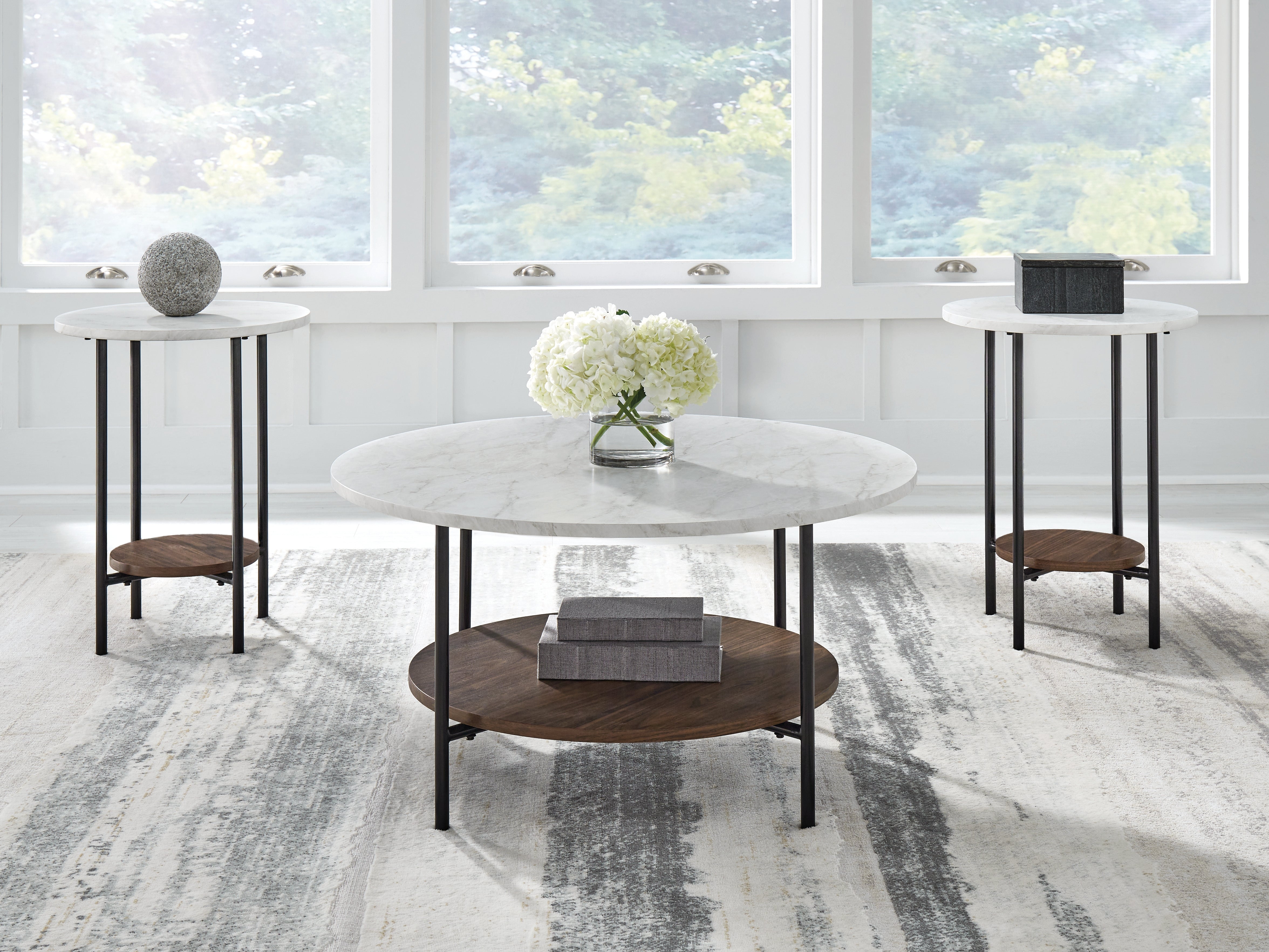 A2Z Furniture - Ashley Furniture - Wrenwich Table (Set of 3) - Occasional Table Set (3/CN) / Brown/Black/White - T167-13