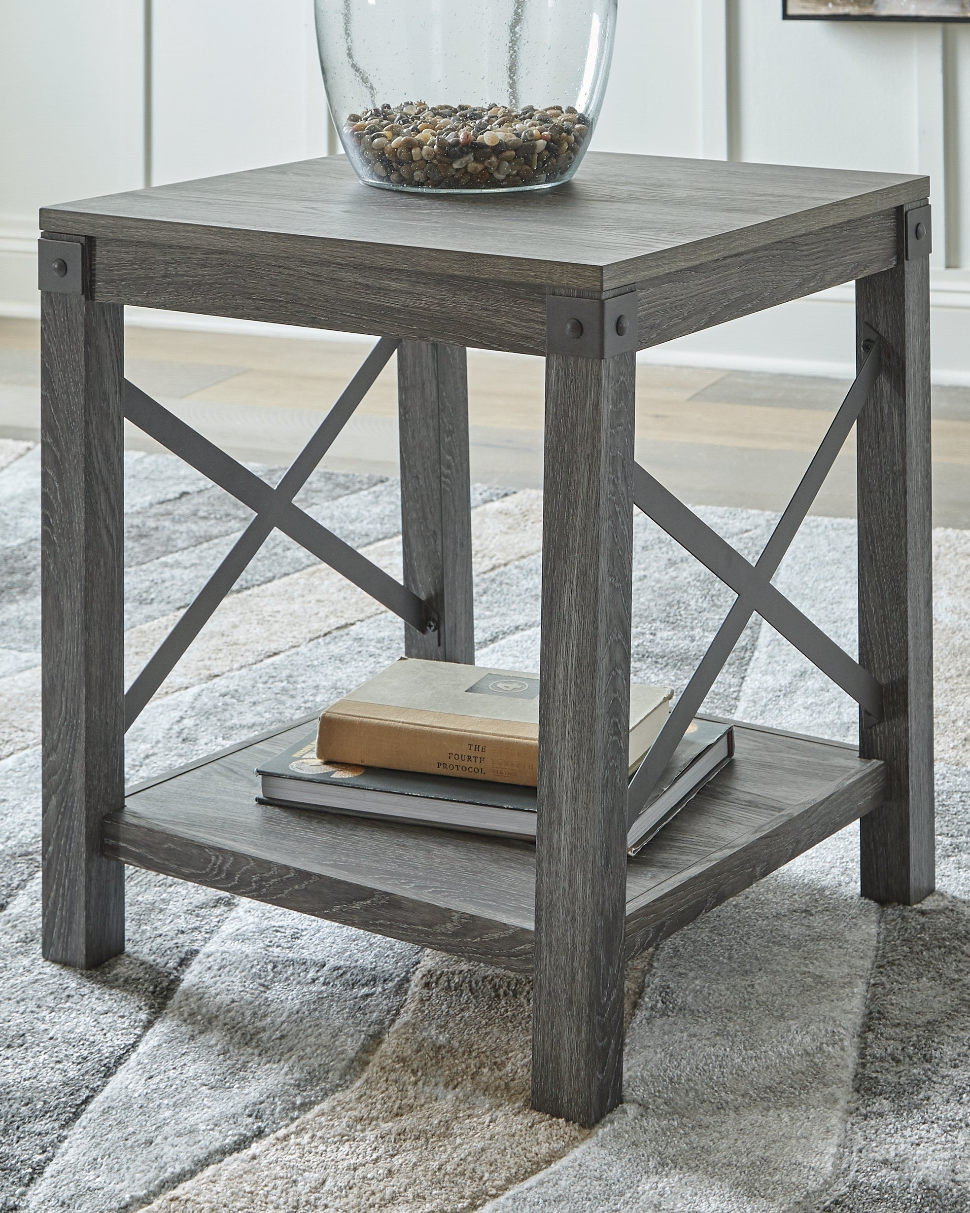 A2Z Furniture - Ashley Furniture - Freedan End Table - Square End Table / Grayish Brown - T175-2