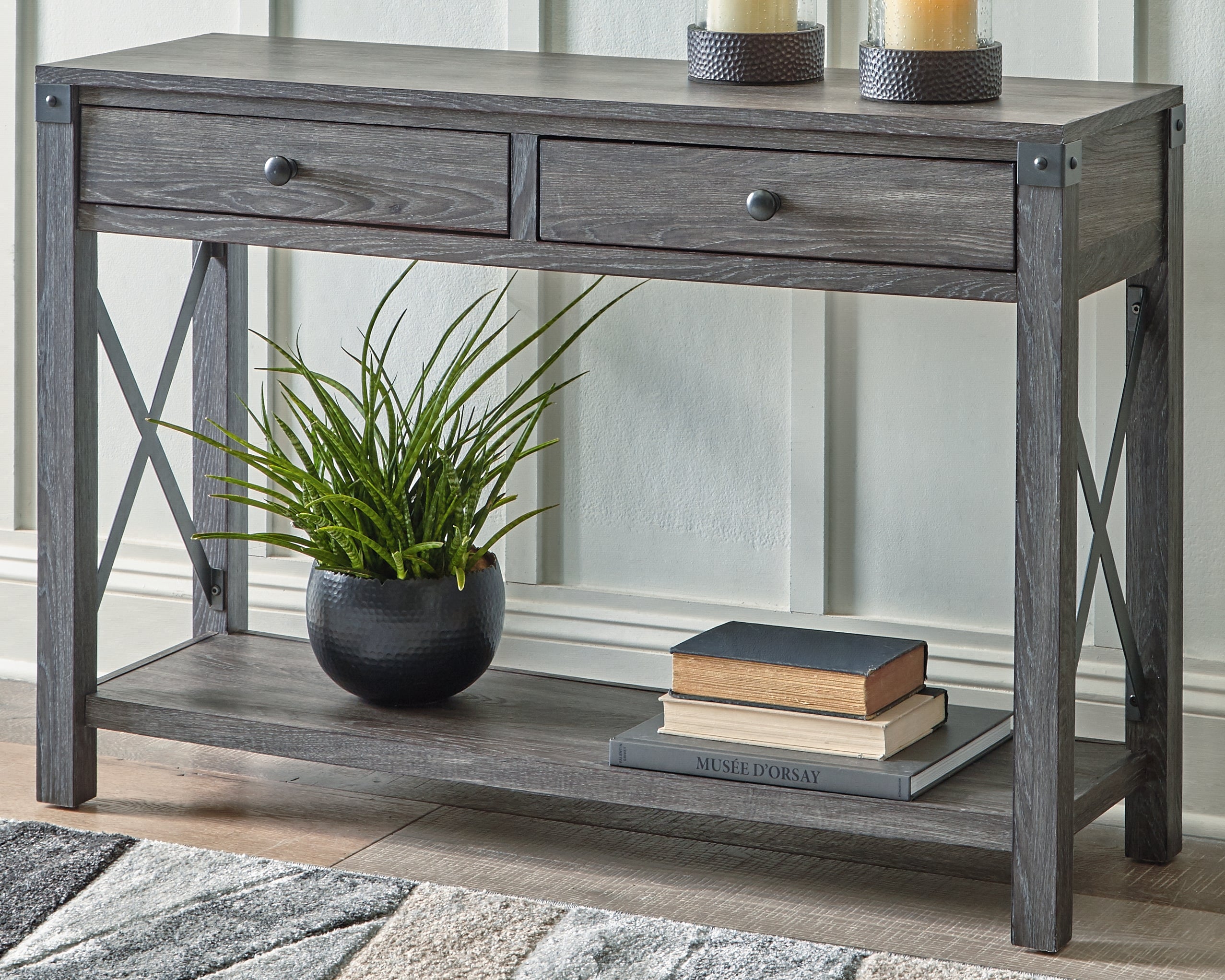 A2Z Furniture - Ashley Furniture - Freedan Sofa/Console Table - Console Sofa Table / Grayish Brown - T175-4