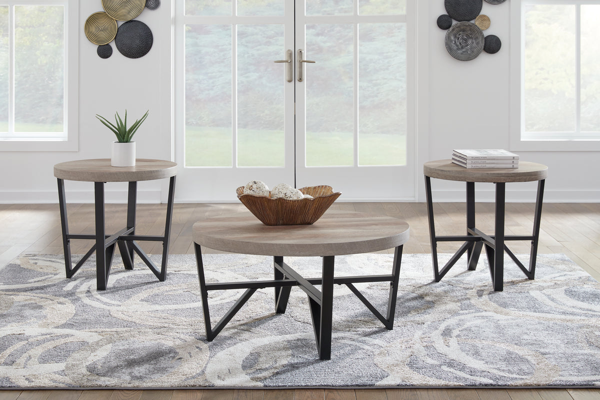 A2Z Furniture - Ashley Furniture - Deanlee Table (Set of 3) - Occasional Table Set (3/CN) / Grayish Brown/Black - T235-13