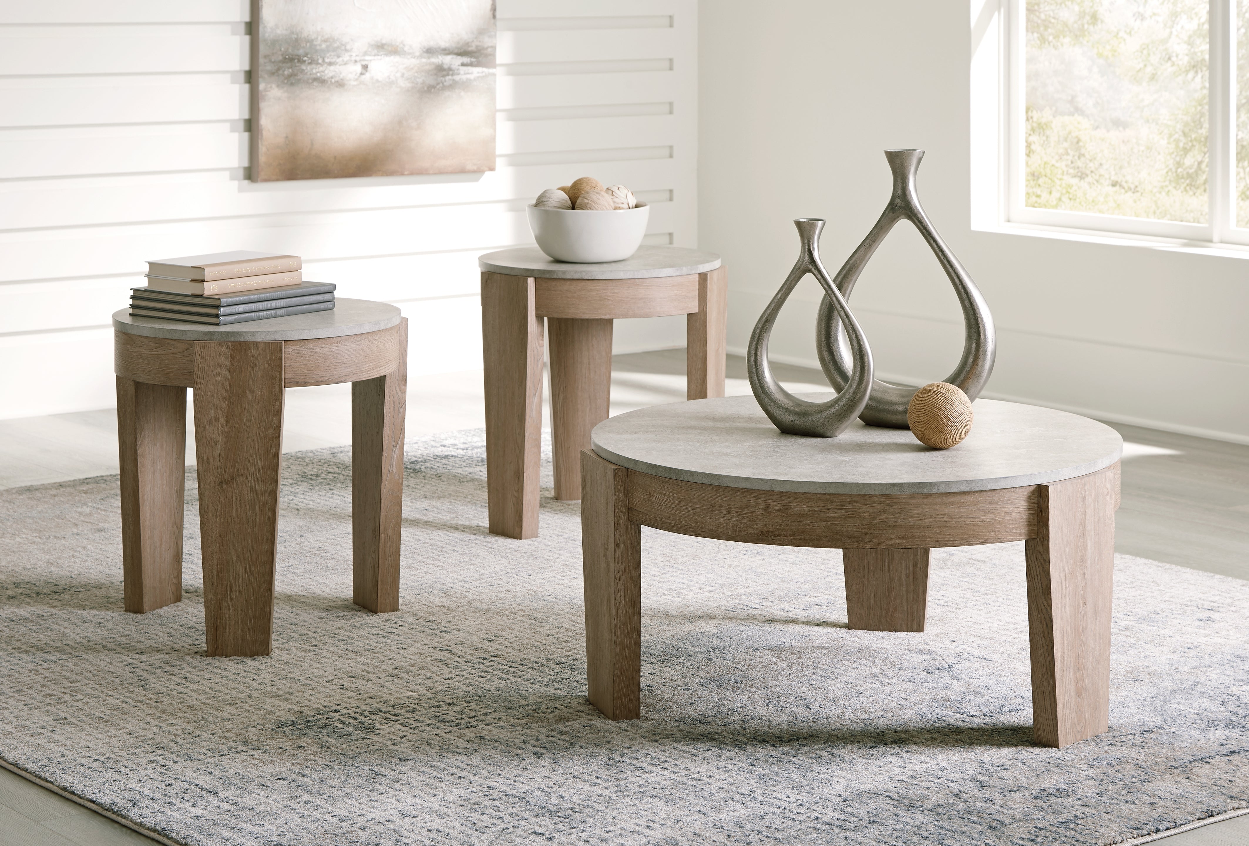 A2Z Furniture - Ashley Furniture - Guystone Table (Set of 3) - Occasional Table Set (3/CN) / Light Brown - T237-13