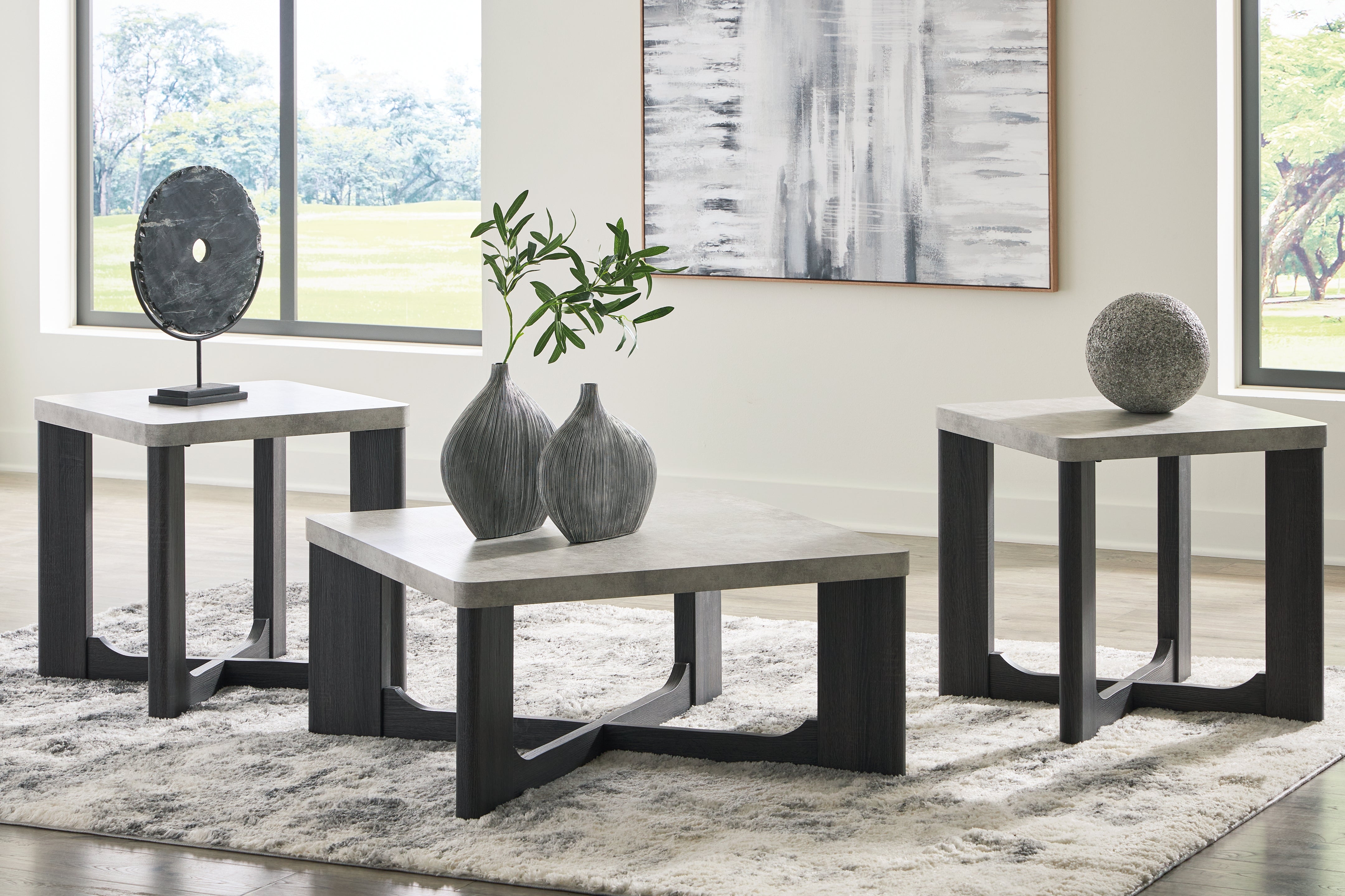 A2Z Furniture - Ashley Furniture - Sharstorm Table (Set of 3) - Occasional Table Set (3/CN) / Two-tone Gray - T251-13