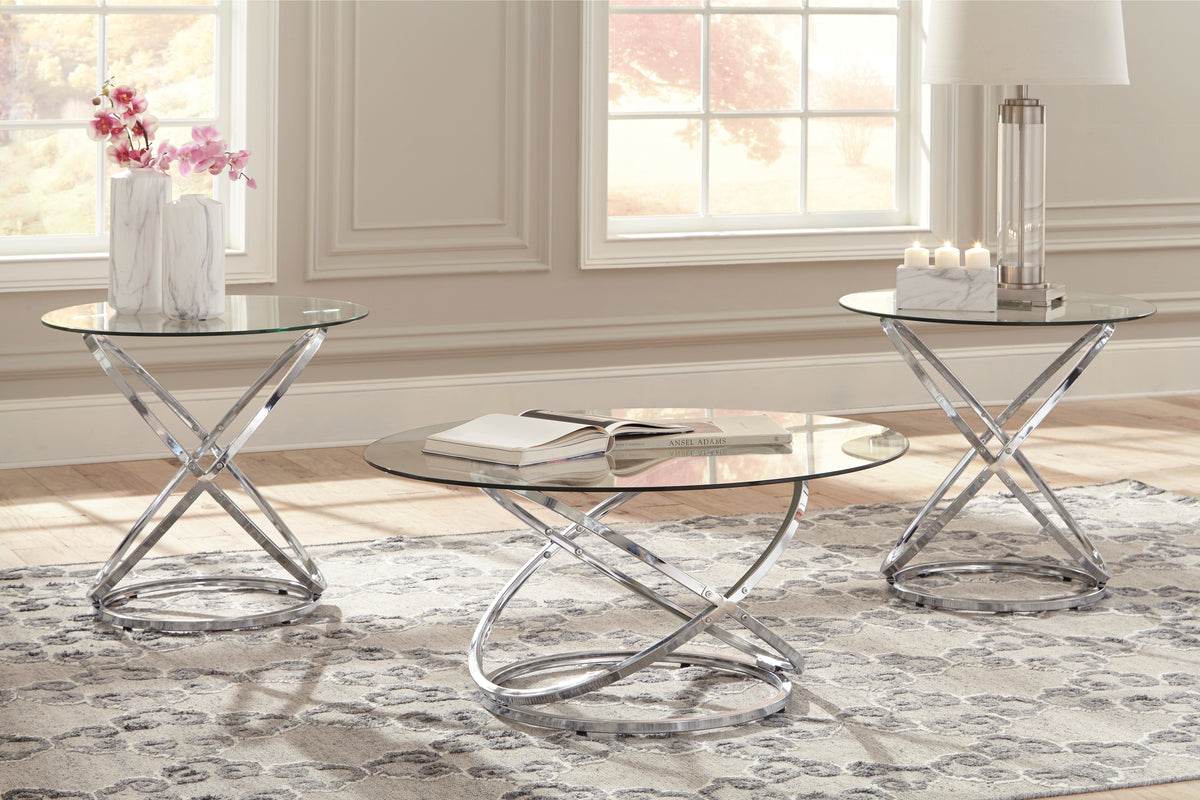 A2Z Furniture - Ashley Furniture - Hollynyx Table (Set of 3) - Occasional Table Set (3/CN) / Chrome Finish - T270-13