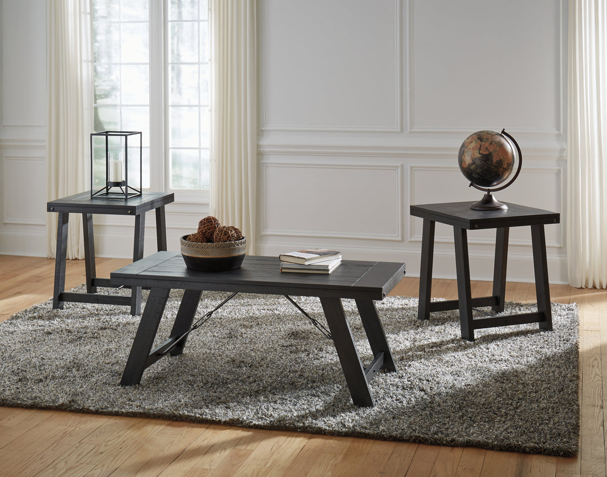 A2Z Furniture - Ashley Furniture - Noorbrook Table (Set of 3) - Occasional Table Set (3/CN) / Black/Pewter - T351-13