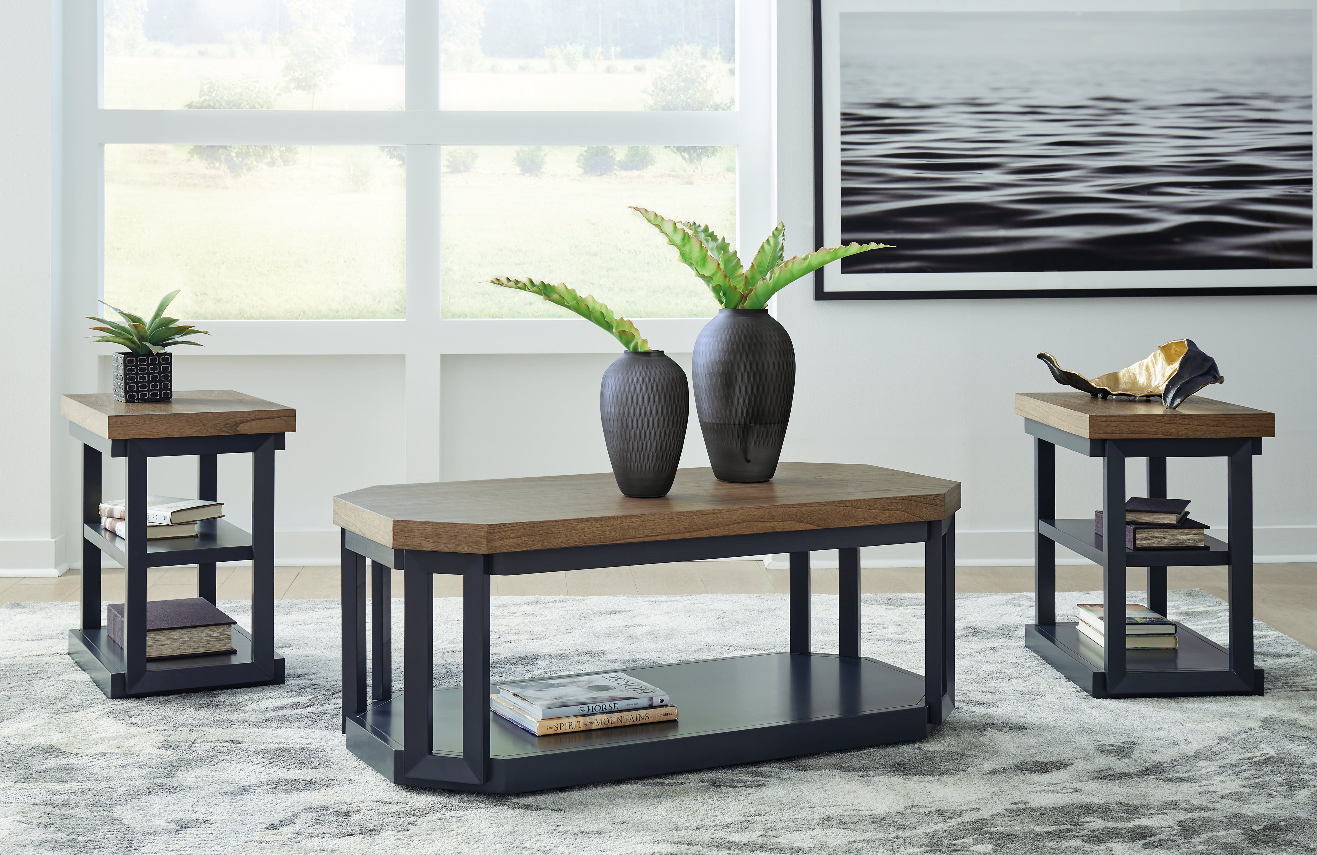 A2Z Furniture - Ashley Furniture - Landocken Table (Set of 3) - Occasional Table Set (3/CN) / Brown/Blue - T402-13