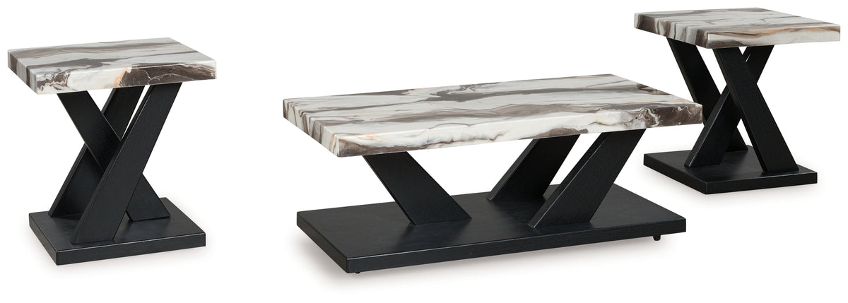 A2Z Furniture - Ashley Furniture - Cendill Table (Set of 3) - Occasional Table Set (3/CN) / Dark Brown/White/Black - T403-13