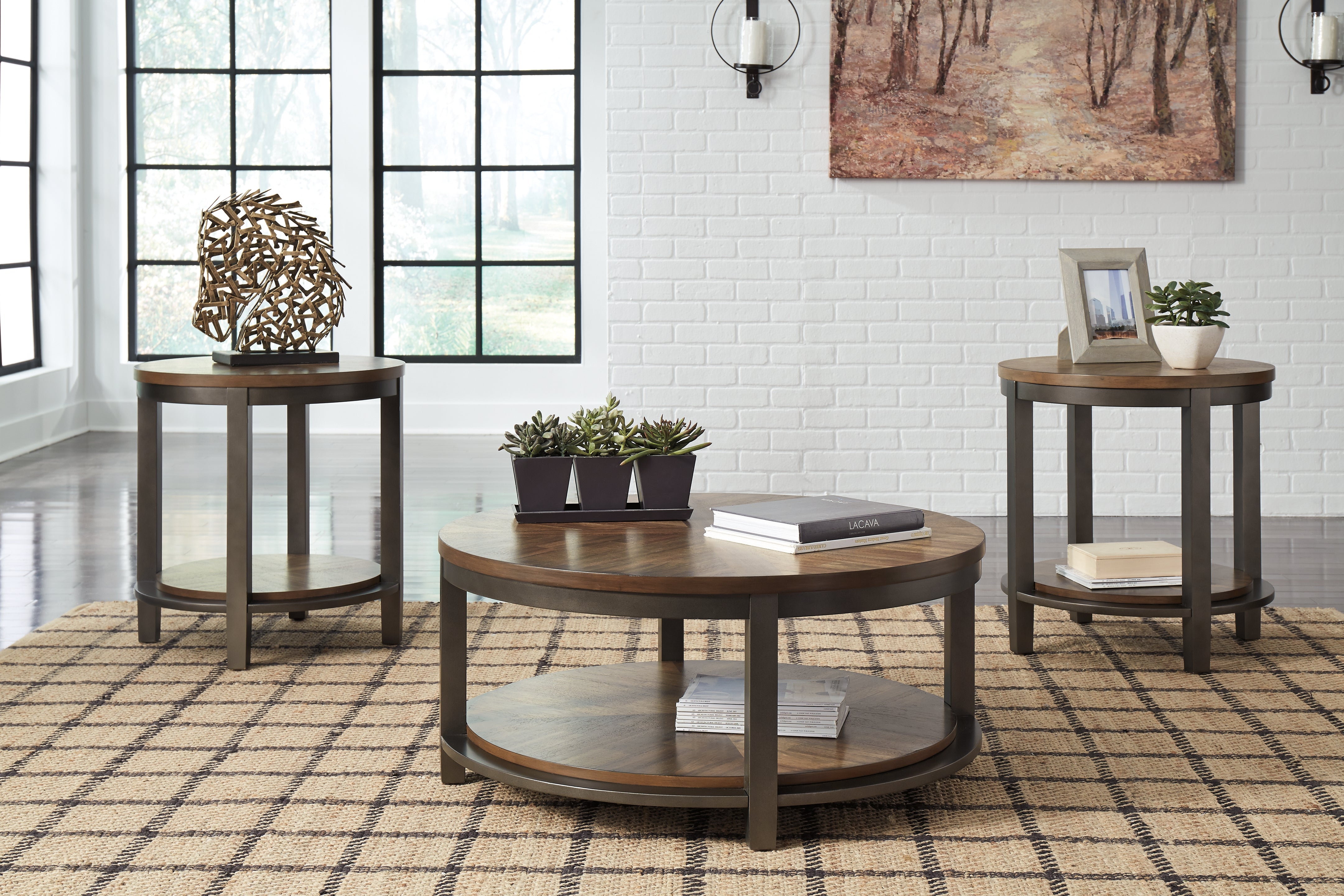 A2Z Furniture - Ashley Furniture - Roybeck Table (Set of 3) - Occasional Table Set (3/CN) / Light Brown/Bronze - T411-13