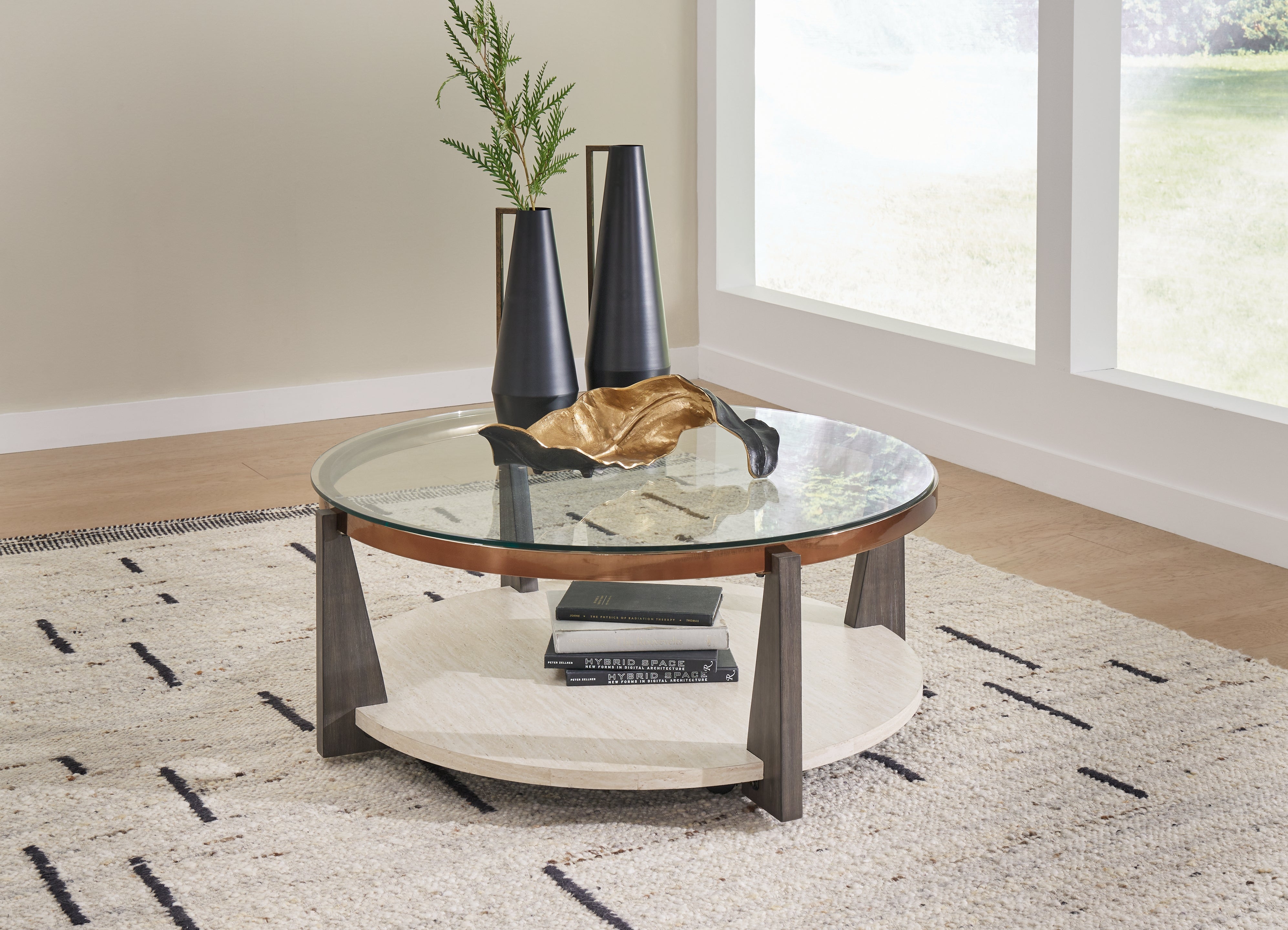 A2Z Furniture - Ashley Furniture - Frazwa Coffee Table - Round Cocktail Table / Multi - T432-8
