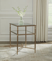 A2Z Furniture - Ashley Furniture - Cloverty End Table - Rectangular End Table / Aged Gold Finish - T440-3