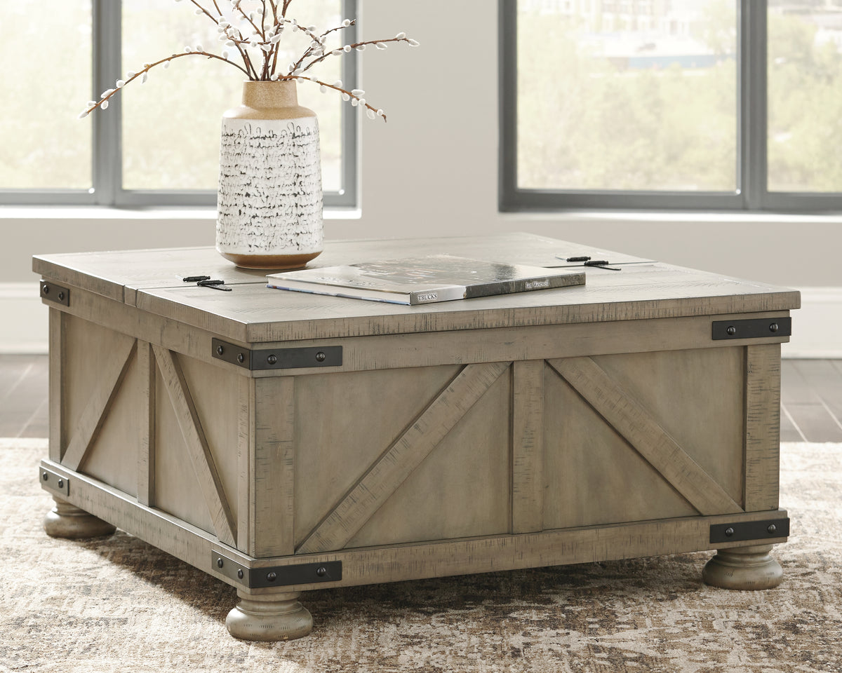 A2Z Furniture - Ashley Furniture - Aldwin Coffee Table With Storage - Cocktail Table with Storage / Gray - T457-20