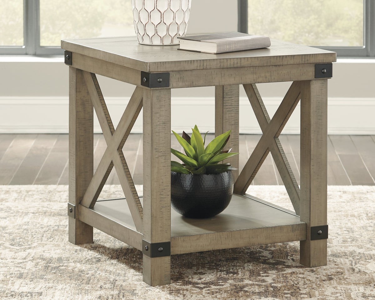 A2Z Furniture - Ashley Furniture - Aldwin End Table - Rectangular End Table / Gray - T457-3
