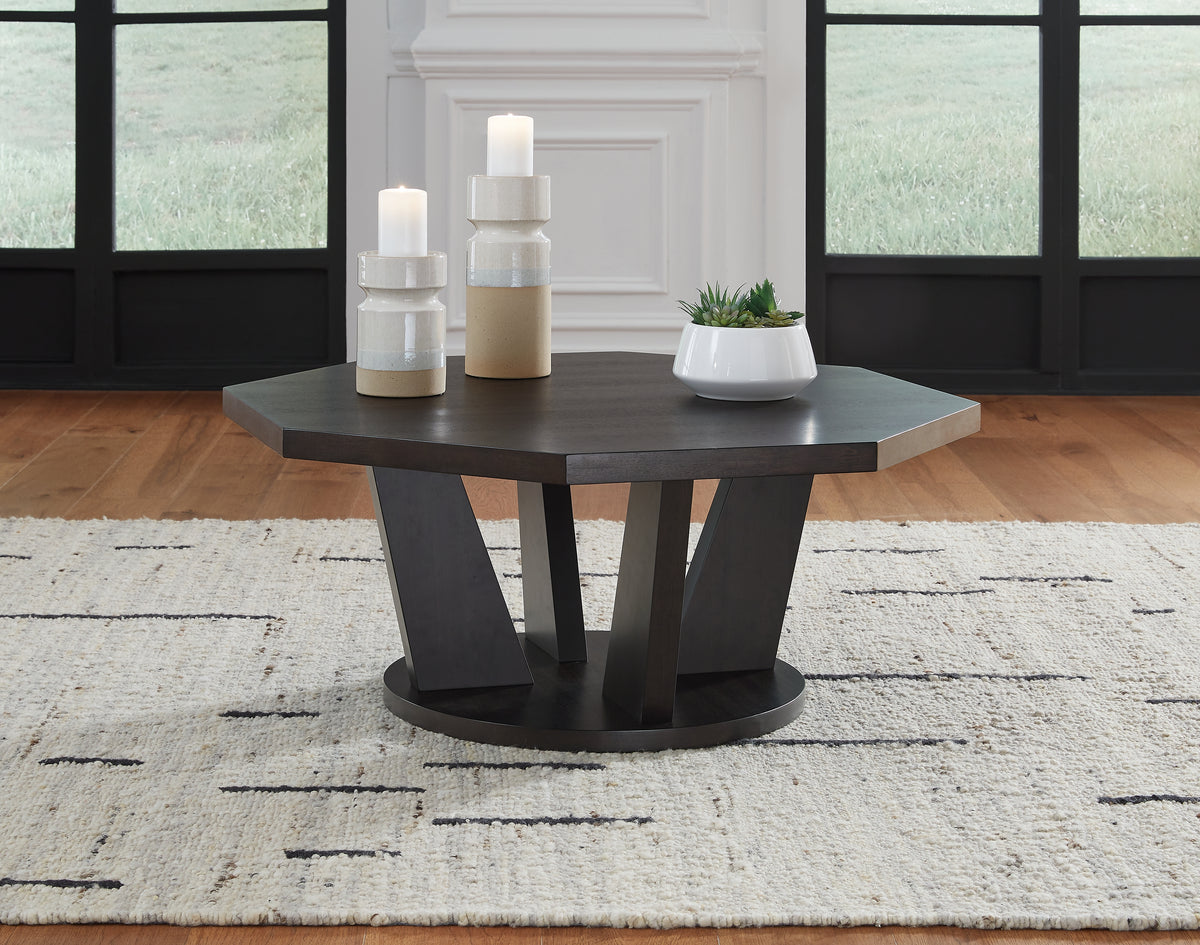 A2Z Furniture - Ashley Furniture - Chasinfield Coffee Table - Octagon Cocktail Table / Dark Brown - T458-8