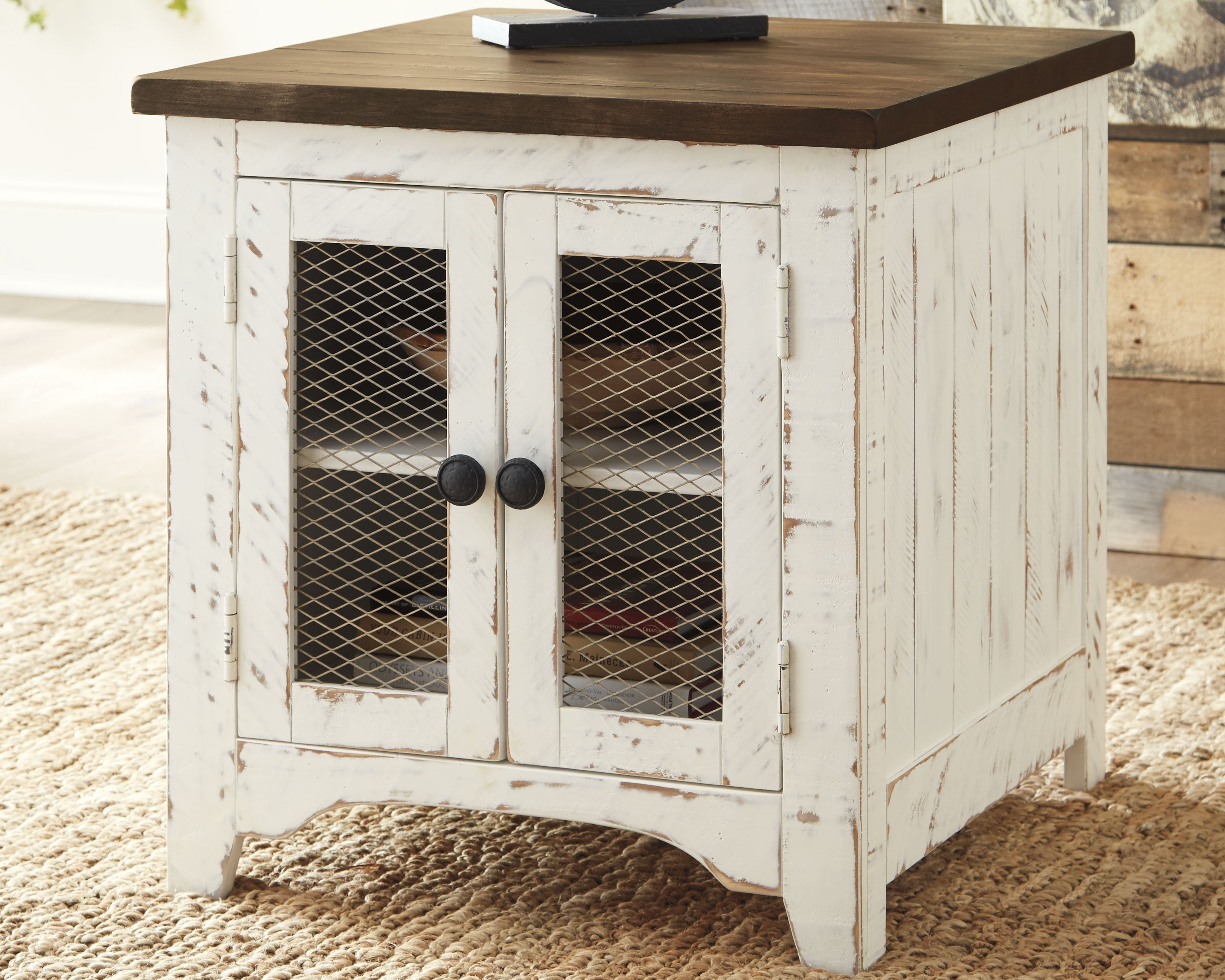 A2Z Furniture - Ashley Furniture - Wystfield End Table - Rectangular End Table / White/Brown - T459-3