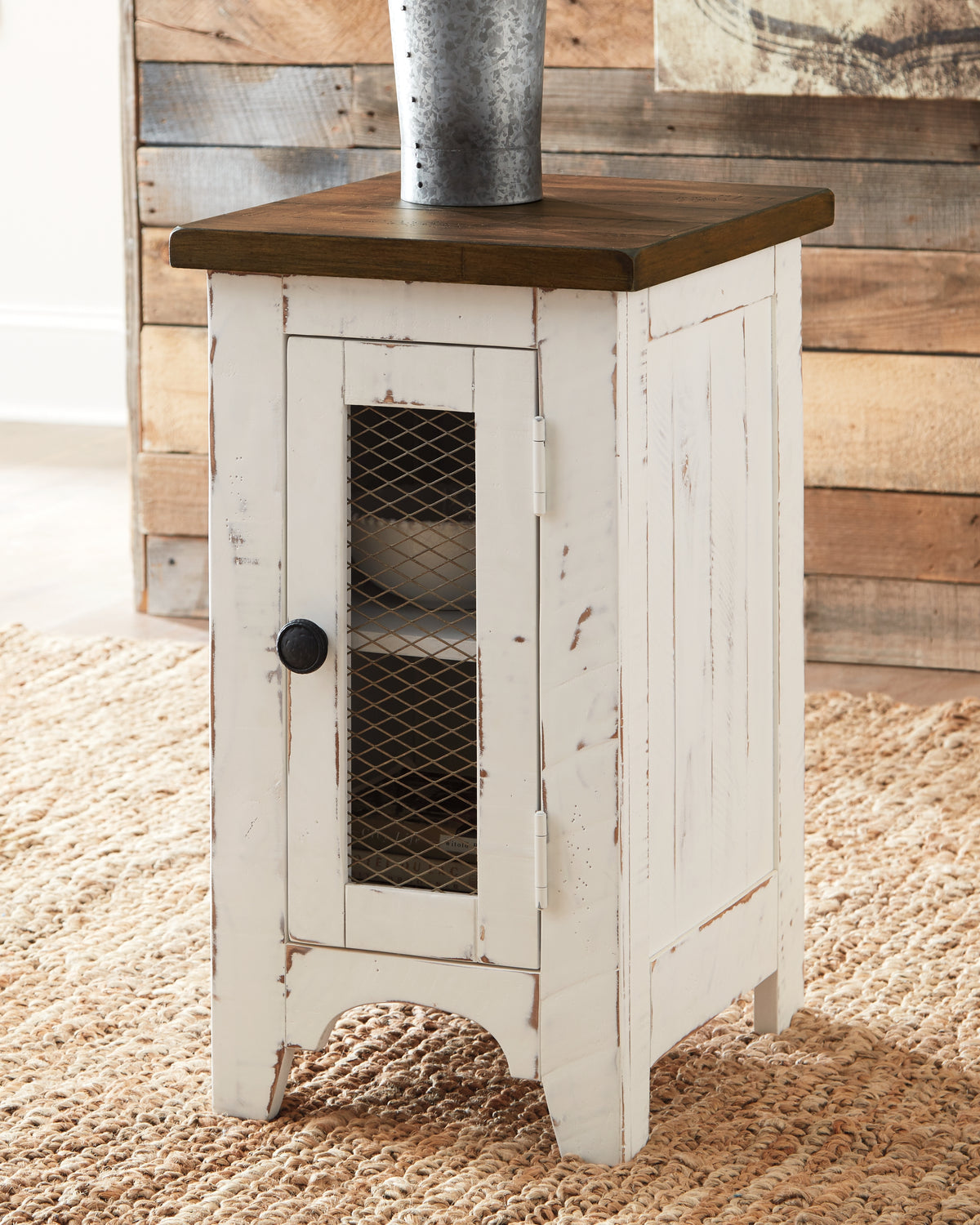 A2Z Furniture - Ashley Furniture - Wystfield Chairside End Table - Chair Side End Table / White/Brown - T459-7