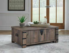 A2Z Furniture - Ashley Furniture - Hollum Lift-Top Coffee Table - Lift Top Cocktail Table / Rustic Brown - T466-9