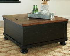 A2Z Furniture - Ashley Furniture - Valebeck Coffee Table with Lift Top - Lift Top Cocktail Table / Black/Brown - T468-00