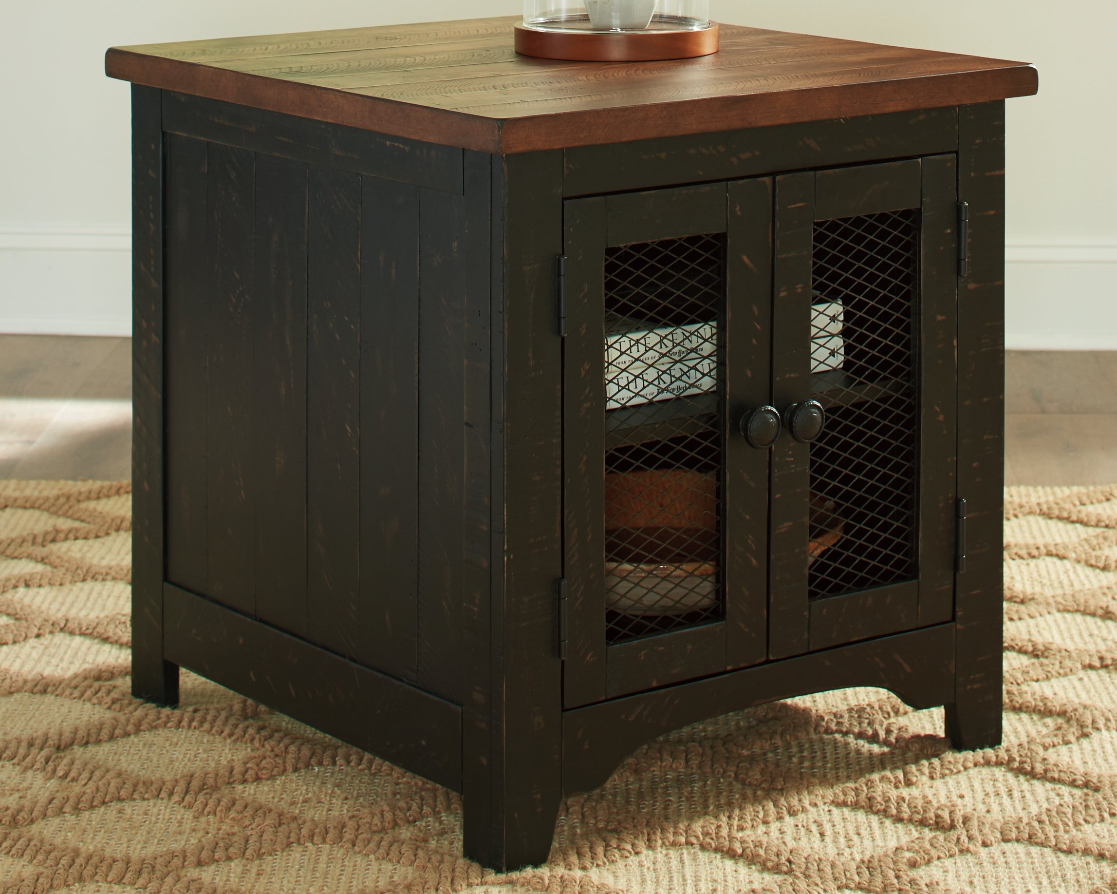 A2Z Furniture - Ashley Furniture - Valebeck End Table - Rectangular End Table / Black/Brown - T468-3