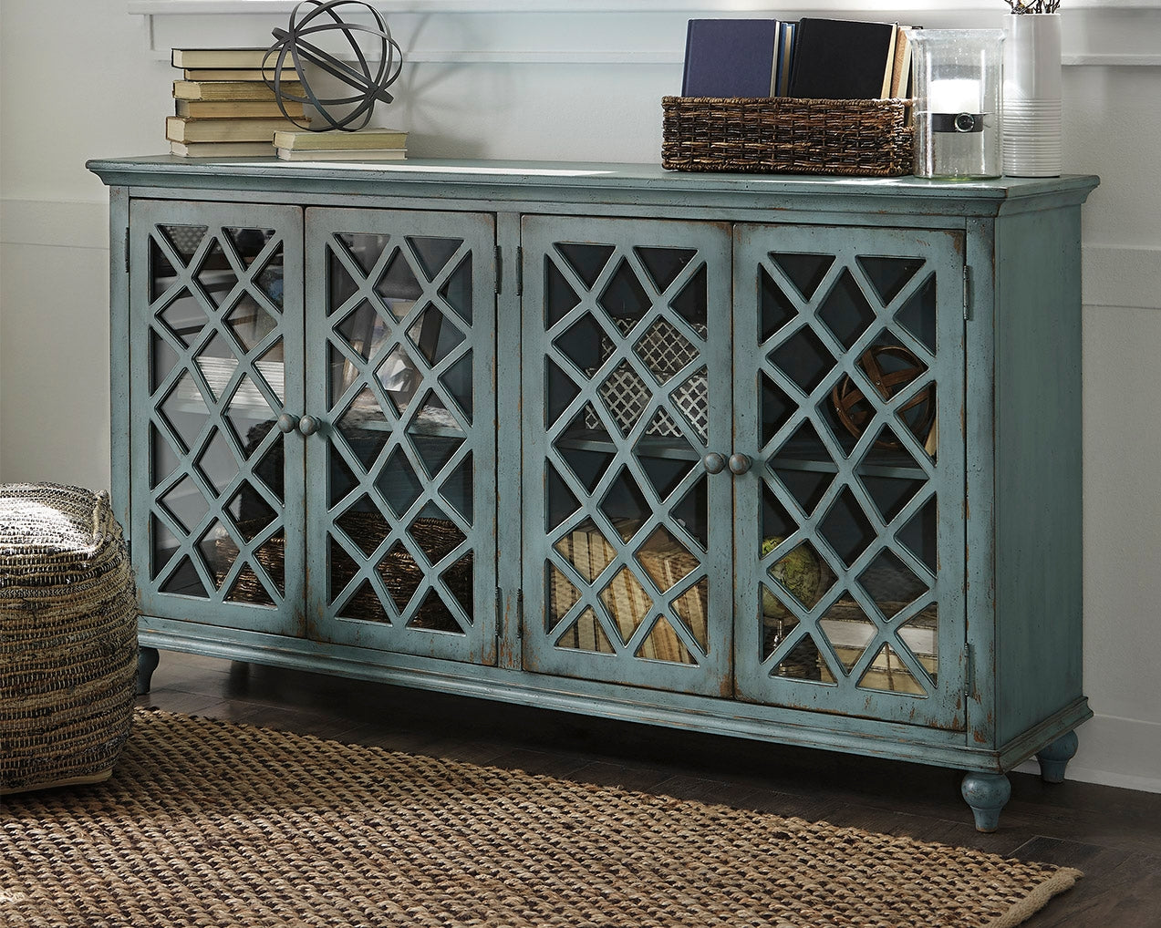 A2Z Furniture - Ashley Furniture - Mirimyn Accent Cabinet - Accent Cabinet / Antique Teal - T505-762