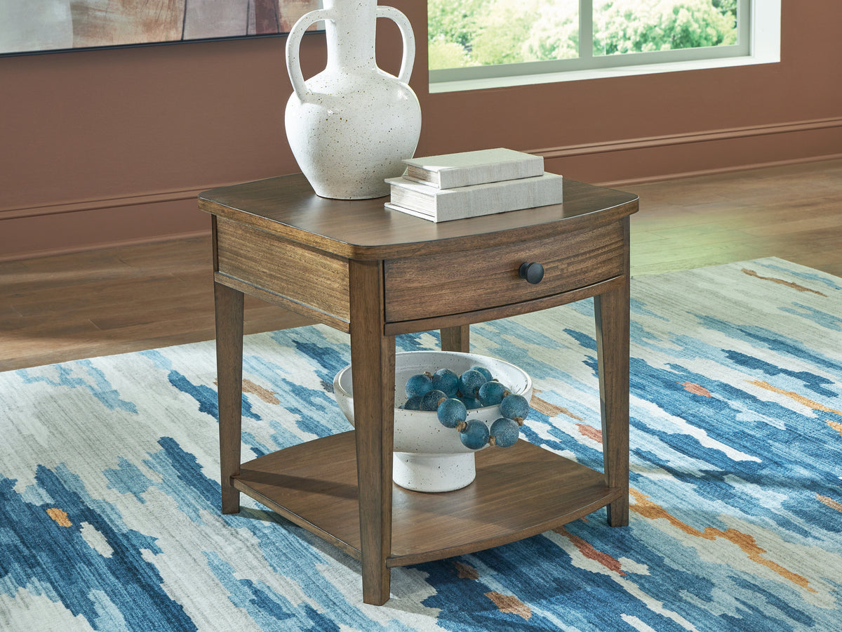 A2Z Furniture - Ashley Furniture - Burkbyer End Table - Rectangular End Table / Brown - T513-3