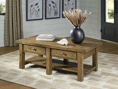 A2Z Furniture - Ashley Furniture - Vandenmore Coffee Table - Rectangular Cocktail Table / Medium Brown - T539-1