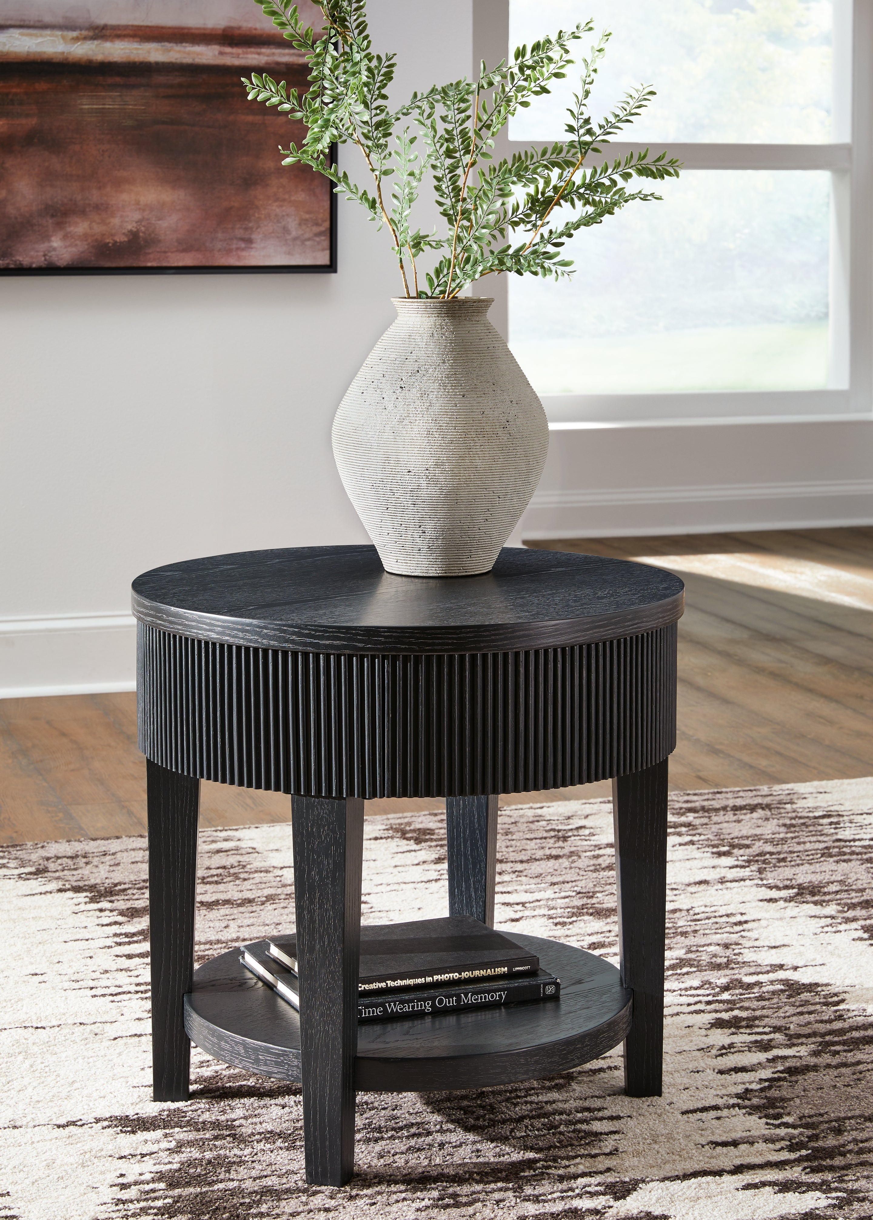 A2Z Furniture - Ashley Furniture - Marstream End Table - Round End Table / Black - T551-6