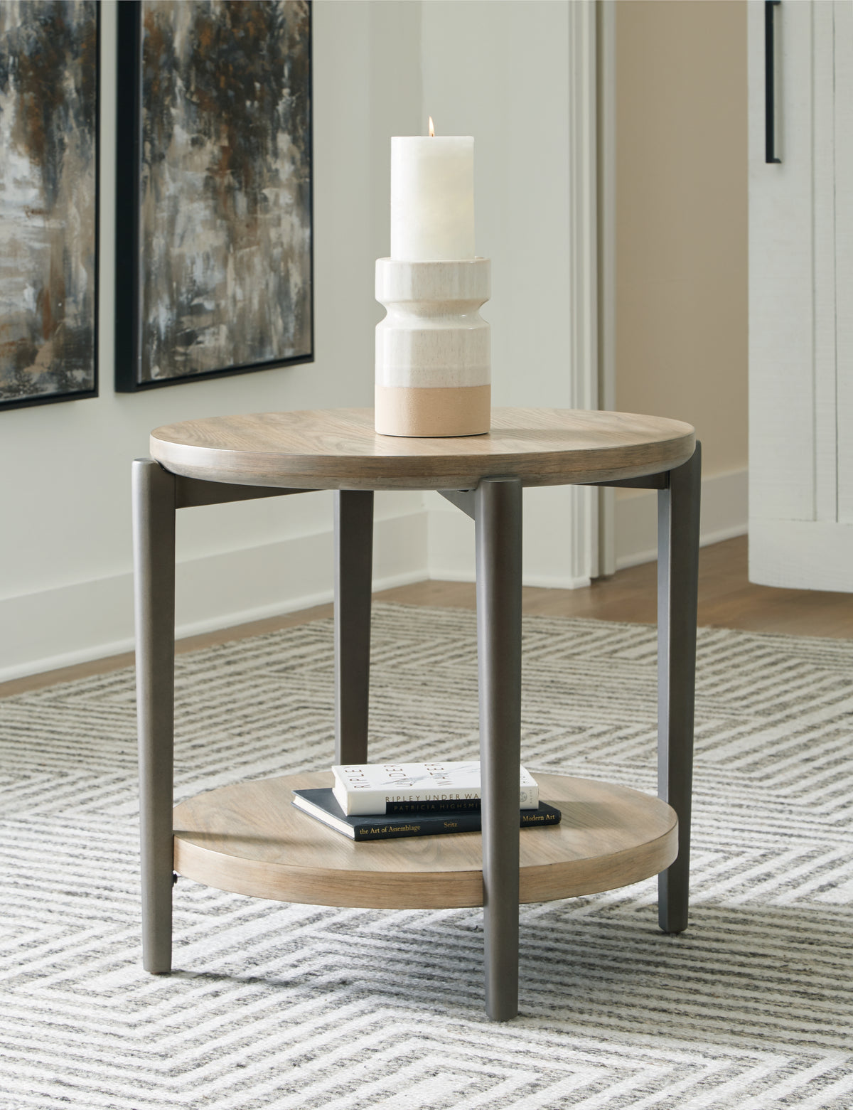 A2Z Furniture - Ashley Furniture - Dyonton End Table - Round End Table / Light Grayish Brown - T574-6