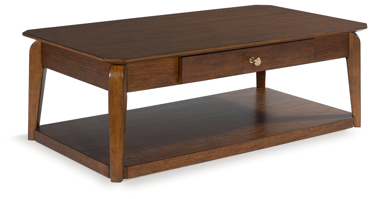 A2Z Furniture - Ashley Furniture - Trenmour Coffee Table - Rectangular Cocktail Table / Medium Brown - T596-1