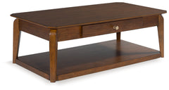 A2Z Furniture - Ashley Furniture - Trenmour Coffee Table - Rectangular Cocktail Table / Medium Brown - T596-1