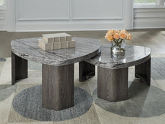 A2Z Furniture - Ashley Furniture - Surmour Stacked Coffee Table - Stacked Cocktail Table / Gray/Brown - T600-0