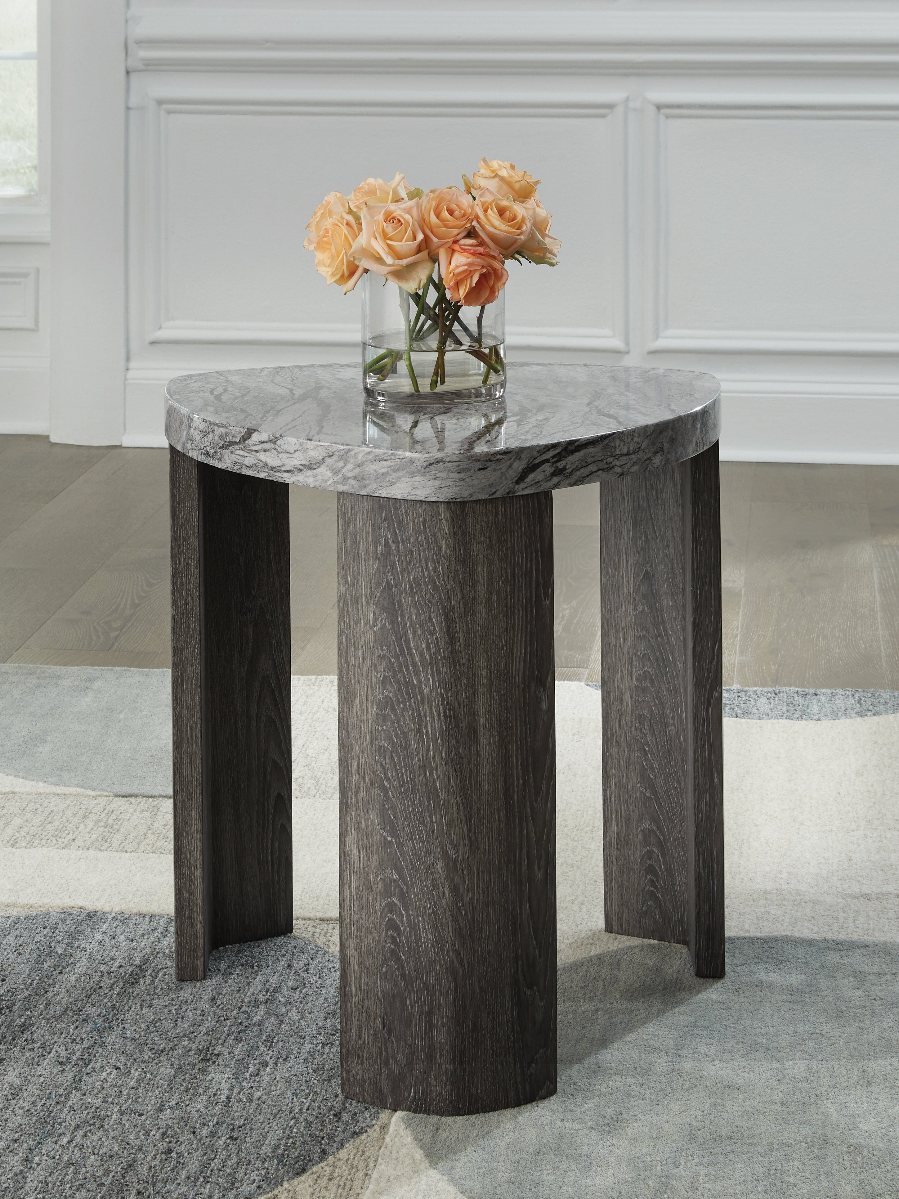 A2Z Furniture - Ashley Furniture - Surmour End Table - Triangle End Table / Gray/Brown - T600-6
