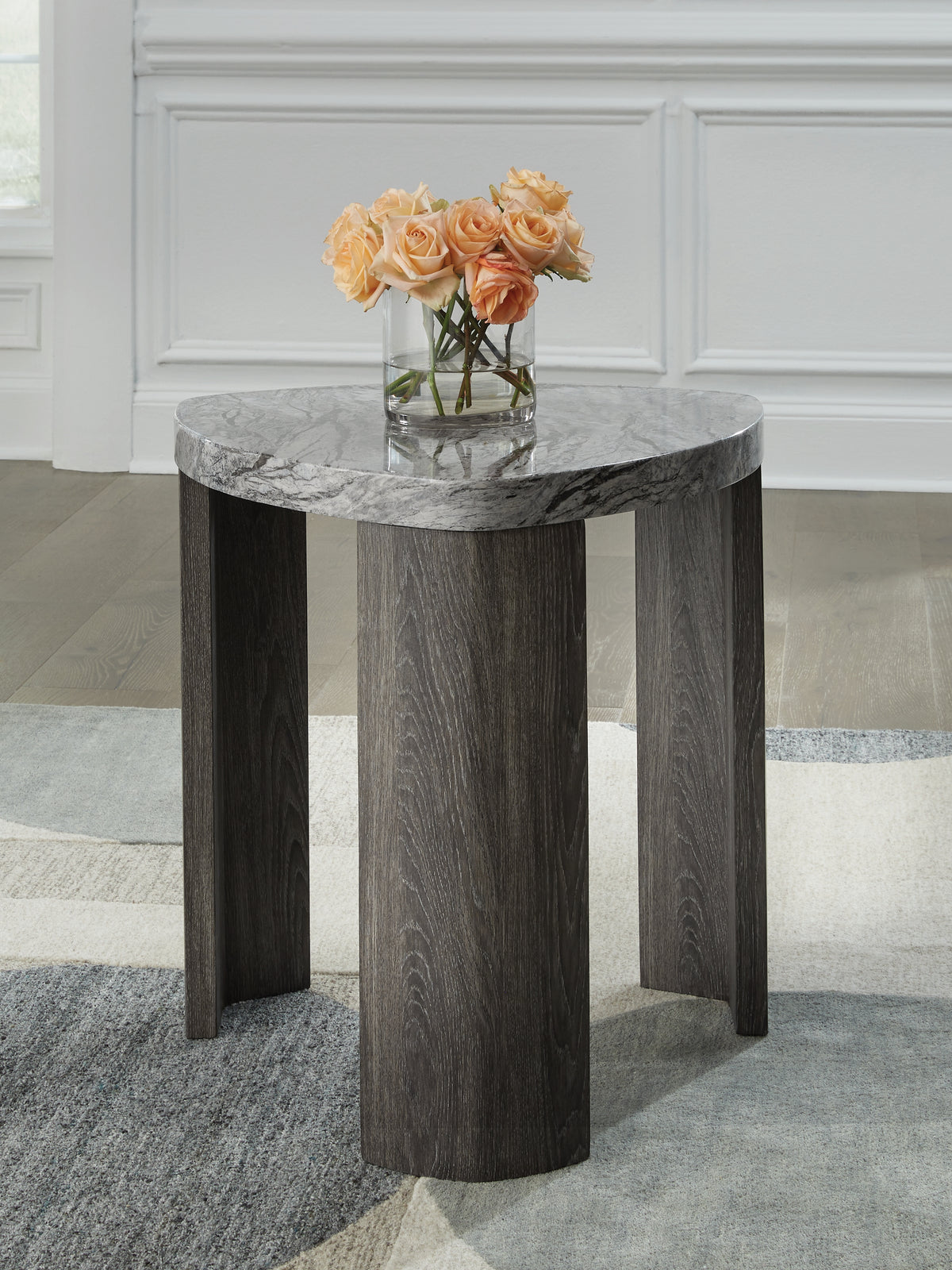 A2Z Furniture - Ashley Furniture - Surmour End Table - Triangle End Table / Gray/Brown - T600-6