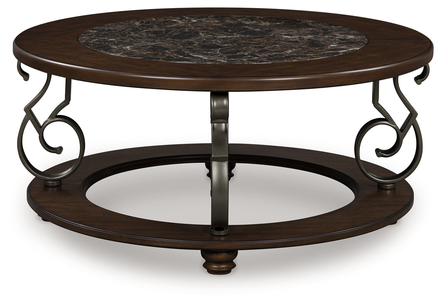 A2Z Furniture - Ashley Furniture - Frallyn Coffee Table - Round Cocktail Table / Dark Brown - T623-8