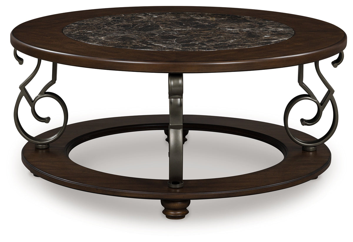 A2Z Furniture - Ashley Furniture - Frallyn Coffee Table - Round Cocktail Table / Dark Brown - T623-8