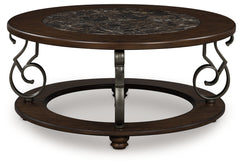 A2Z Furniture - Ashley Furniture - Frallyn Coffee Table - Round Cocktail Table / Dark Brown - T623-8