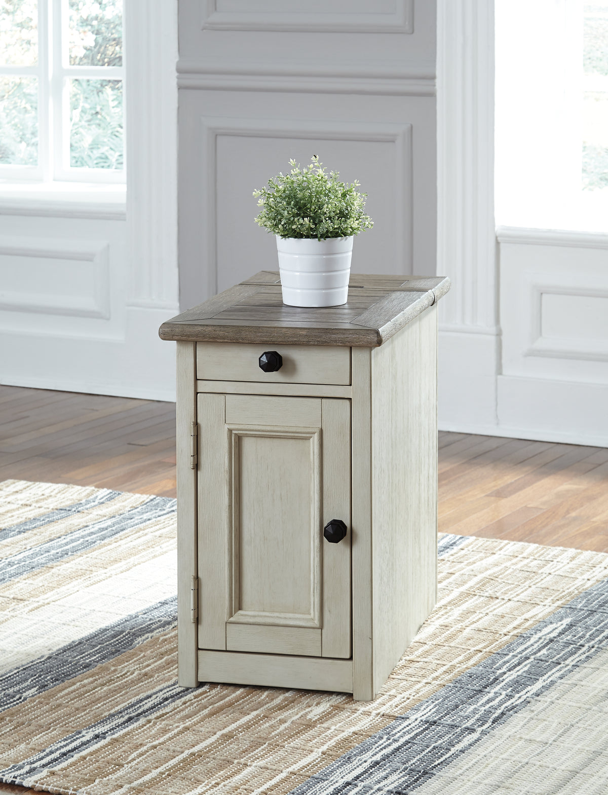 A2Z Furniture - Ashley Furniture - Bolanburg Chairside End Table with USB Ports & Outlets - Chair Side End Table / Two-tone - T637-7