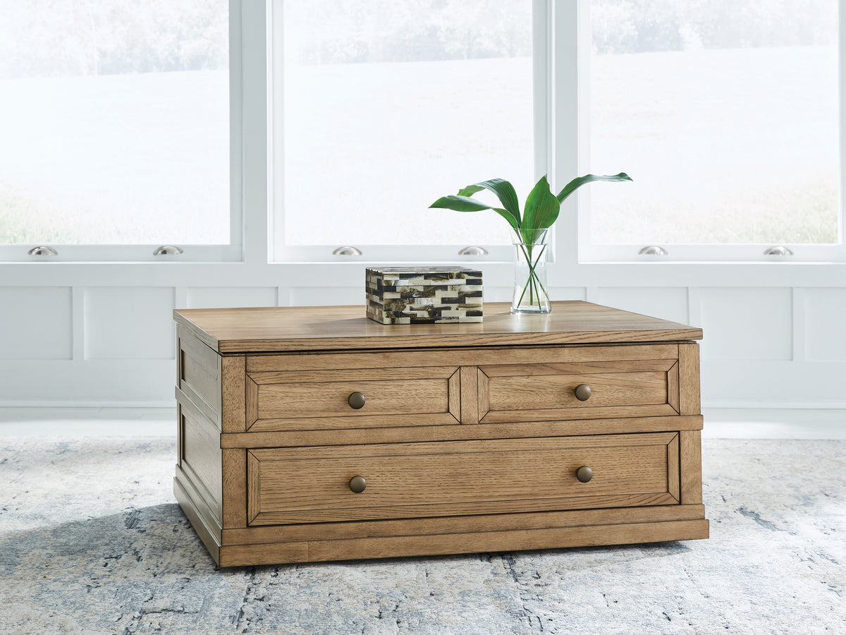 A2Z Furniture - Ashley Furniture - Sharlance Lift-Top Coffee Table - Lift Top Cocktail Table / Light Brown - T655-9