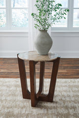 A2Z Furniture - Ashley Furniture - Tanidore End Table - Round End Table / Warm Brown - T667-6