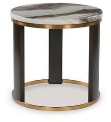 A2Z Furniture - Ashley Furniture - Jazmore End Table - Round End Table / Brown/Brass Finish - T671-6