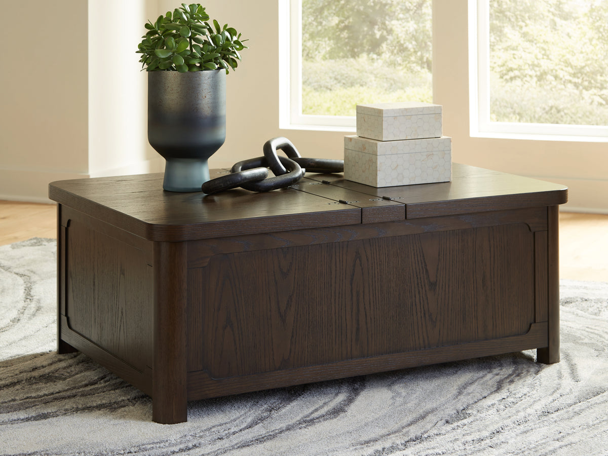 A2Z Furniture - Ashley Furniture - Breckington Coffee Table With Storage - Cocktail Table with Storage / Dark Brown - T678-20