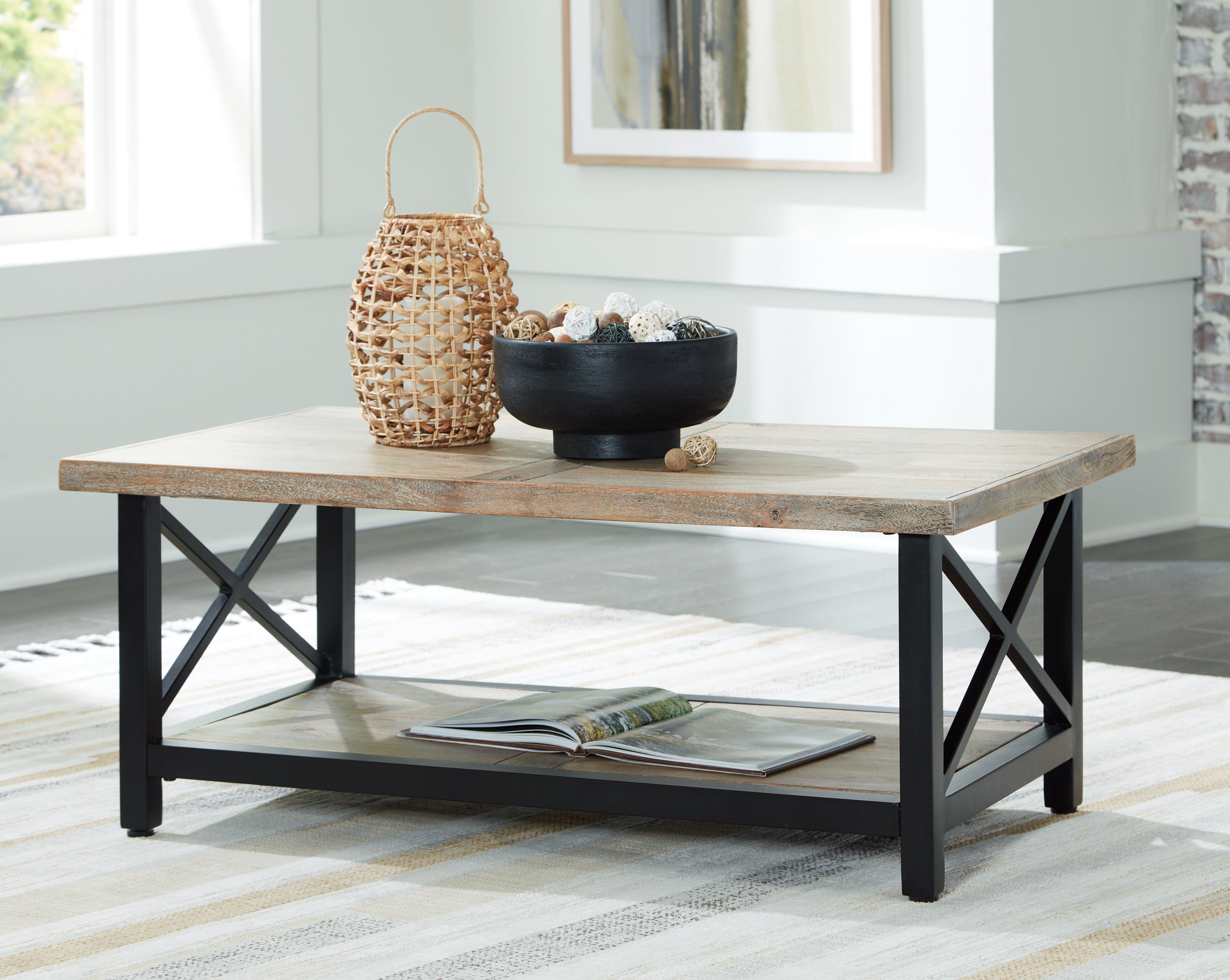 A2Z Furniture - Ashley Furniture - Bristenfort Coffee Table - Rectangular Cocktail Table / Brown/Black - T685-1
