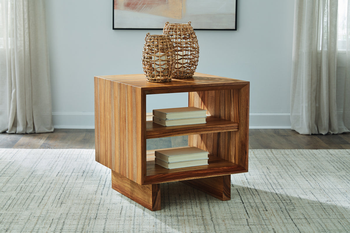 A2Z Furniture - Ashley Furniture - Dressonni End Table - Square End Table / Brown - T690-2