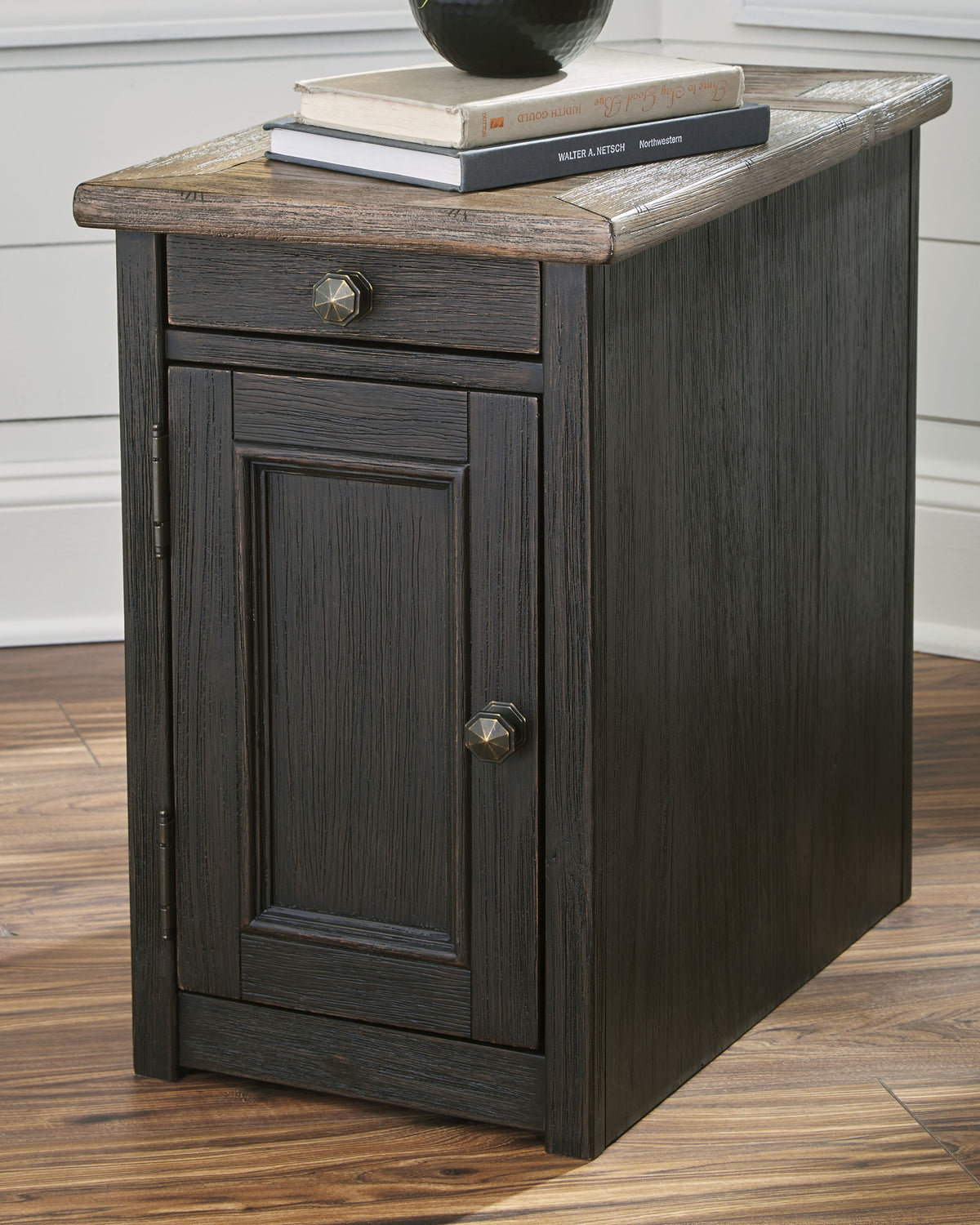 A2Z Furniture - Ashley Furniture - Tyler Creek Chairside End Table with USB Ports & Outlets - Chair Side End Table / Grayish Brown/Black - T736-7