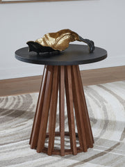 A2Z Furniture - Ashley Furniture - Kallari End Table - Round End Table / Warm Brown/Black - T737-6